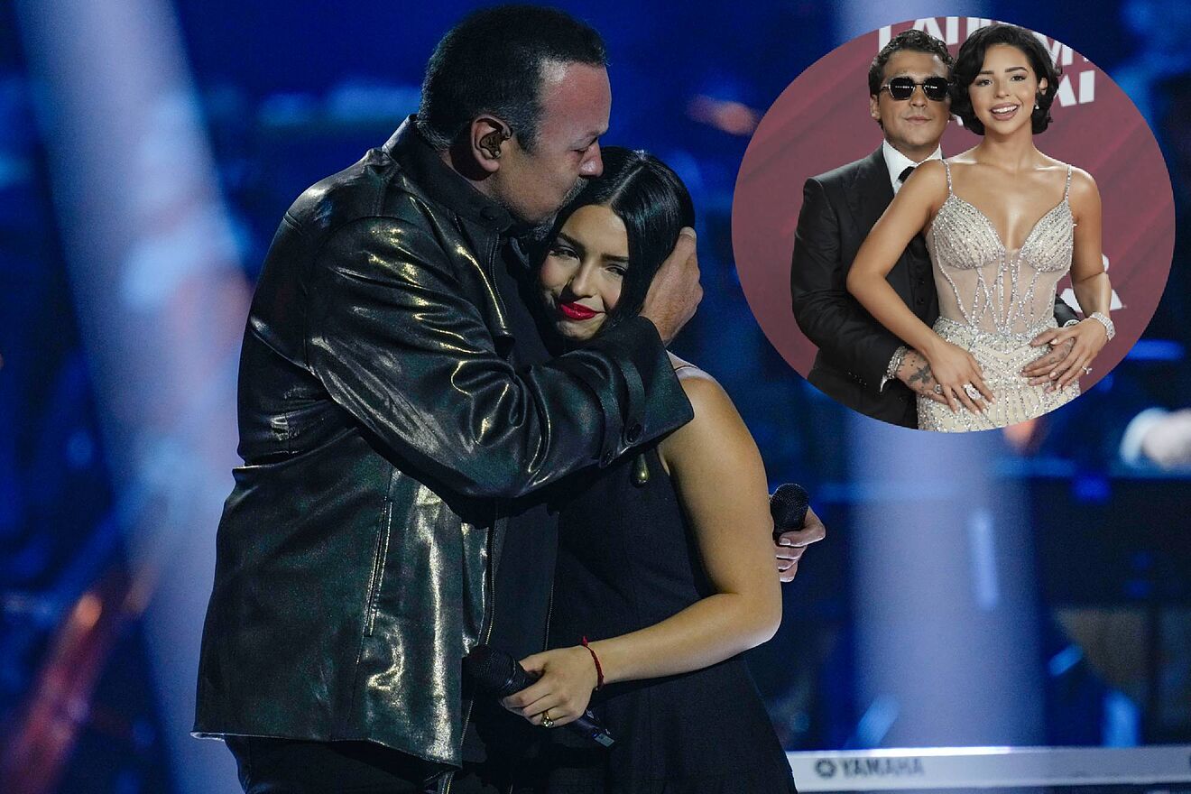 Pepe Aguilar, Ángela Aguilar y Christian Nodal.